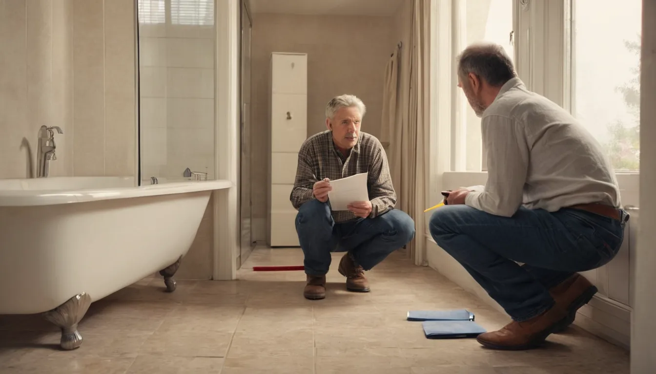 A provider and homeowner talking about bathroom options in the Boston area